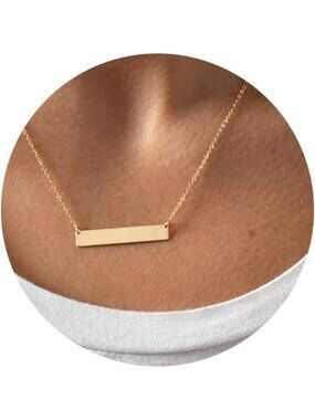 Dainty Bar Necklace for Women - Gold/Silver Delicate Disc, Trendy Elegant